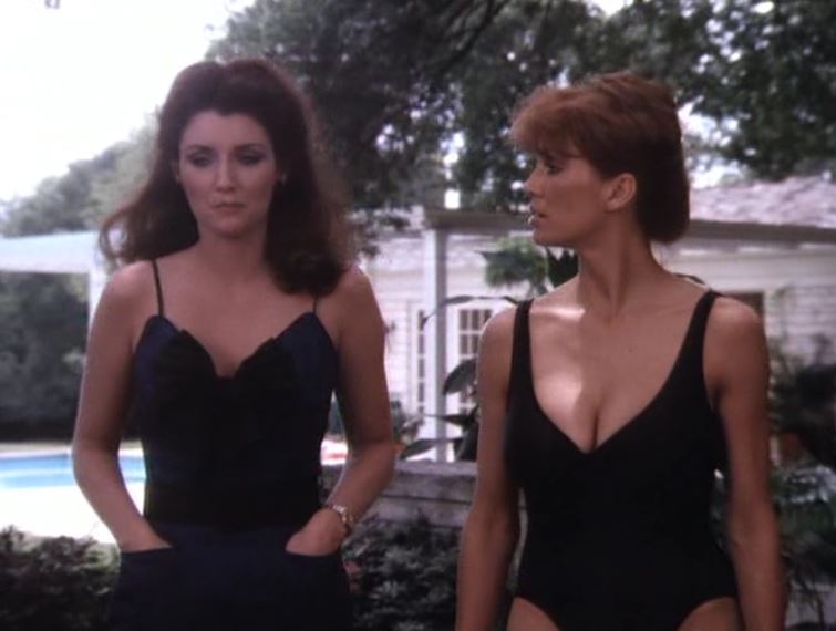 Note that Victoria Principal is 168cm tall and Morgan Brittany is 163cm tal...